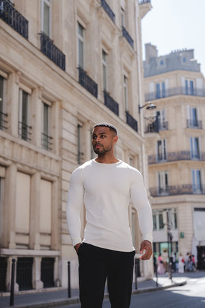 Textured Fashion T-Shirt in Winter White - TAILORED ATHLETE - USA