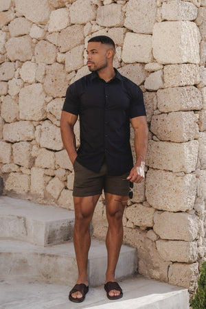Athletic Fit Stretch Chino Shorts 5'' in Khaki - TAILORED ATHLETE - USA