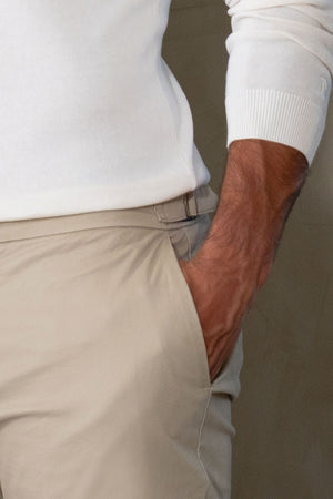 Smart Chino Side Adjuster Pants in Stone - TAILORED ATHLETE - USA