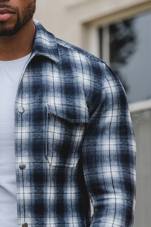 Checked Shacket in Grey/Black Check - TAILORED ATHLETE - USA