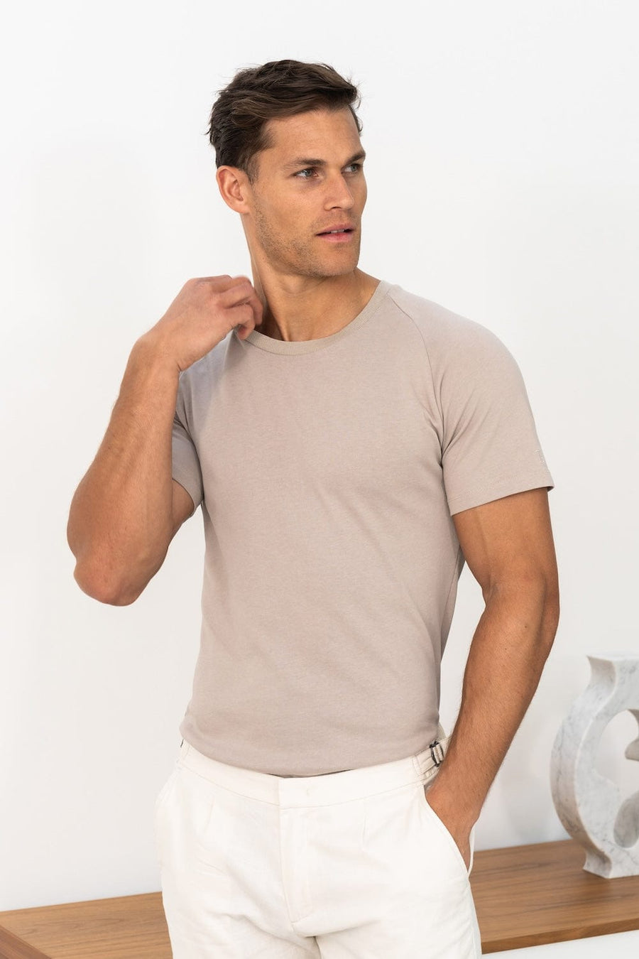 Knit Look T-Shirt in Stone - TAILORED ATHLETE - USA