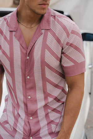 Printed Shirt in Dusky Pink Geometric Square - TAILORED ATHLETE - USA