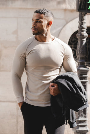 Textured Fashion T-Shirt in Neutral - TAILORED ATHLETE - USA