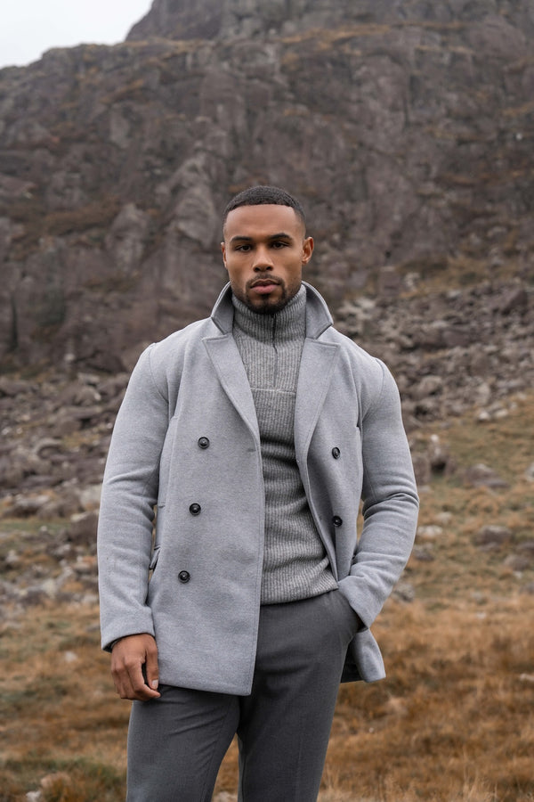 t*a様 【美品】ohotoro herringbone double coat Double Breasted Herringbone Peacoat in Soft Grey