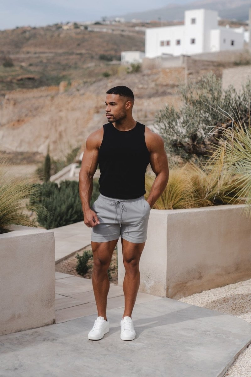 Athletic Fit Stretch Drawstring Chino Short 5” in Pale Grey - TAILORED ATHLETE - USA