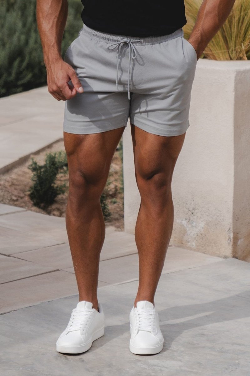 Athletic Fit Stretch Drawstring Chino Short 5” in Pale Grey - TAILORED ATHLETE - USA