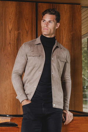 Suede Look Shacket in Mink - TAILORED ATHLETE - USA