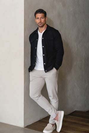 Twill Jersey Shacket in Black - TAILORED ATHLETE - USA