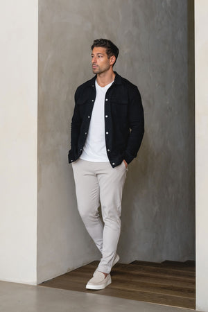 Twill Jersey Shacket in Black - TAILORED ATHLETE - USA