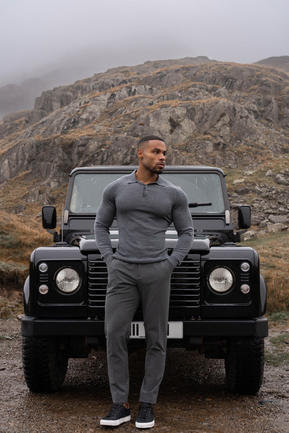 Extra Fine Merino Wool Polo Shirt in Charcoal Marl - TAILORED ATHLETE - USA