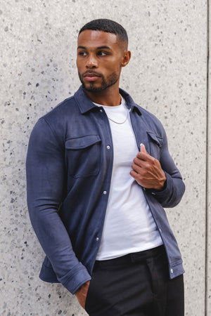 Suede Look Shacket in Navy - TAILORED ATHLETE - USA