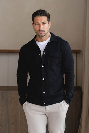 Twill Jersey Shacket in Black - TAILORED ATHLETE - USA