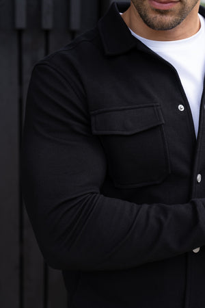 Twill Jersey Shacket in Black - TAILORED ATHLETE - USA