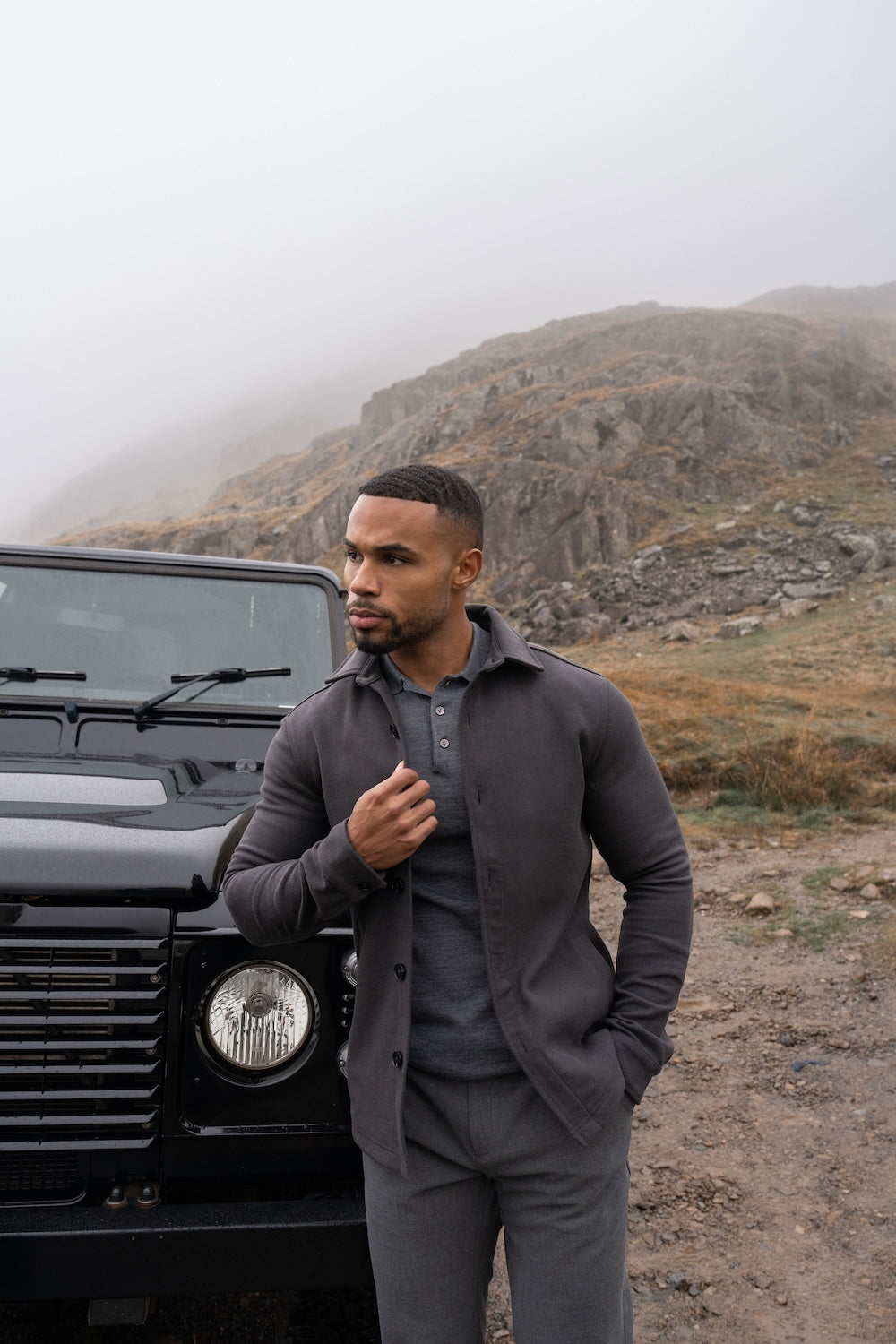 Melange Woven Shacket in Dark Charcoal - TAILORED ATHLETE - USA