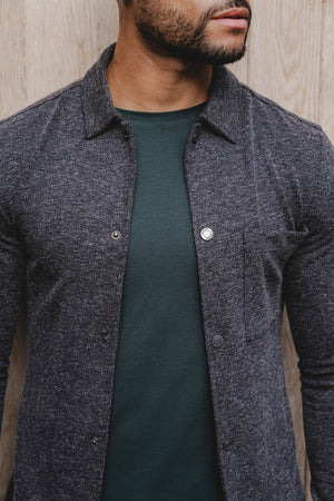 Flannel Overshirt in Dark Grey Marl - TAILORED ATHLETE - USA