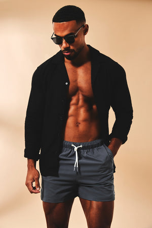 Quick Dry Plain Swim Shorts in Graphite - TAILORED ATHLETE - USA