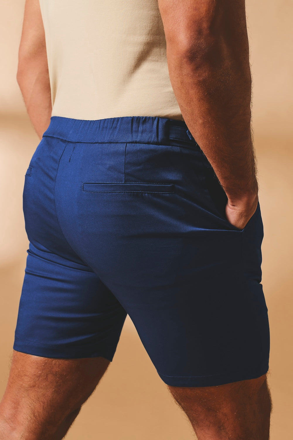 Smart Pleated Cotton Side Adjust Shorts in Navy - TAILORED ATHLETE - USA