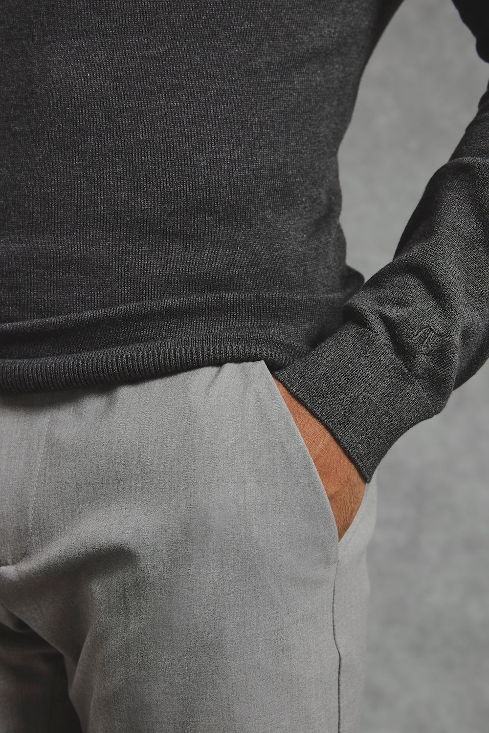 Pure Cotton Knitted Half Zip Neck Sweater in Brown Marl - TAILORED ATHLETE - USA