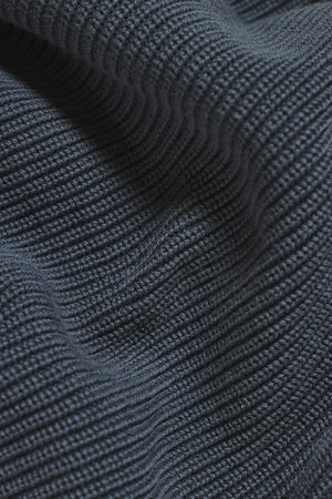 Pure Cotton Knitted Textured Crew Neck Sweater in Iron Grey