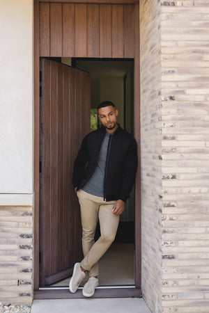 Quilted Hybrid Bomber Jacket in Black - TAILORED ATHLETE - USA