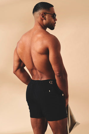 Quick Dry Hybrid Side Adjuster Swim Short in Black - TAILORED ATHLETE - USA