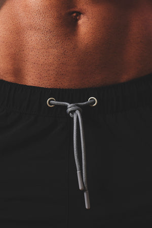 Quick Dry Piped Swim Short in Black and Graphite - TAILORED ATHLETE - USA