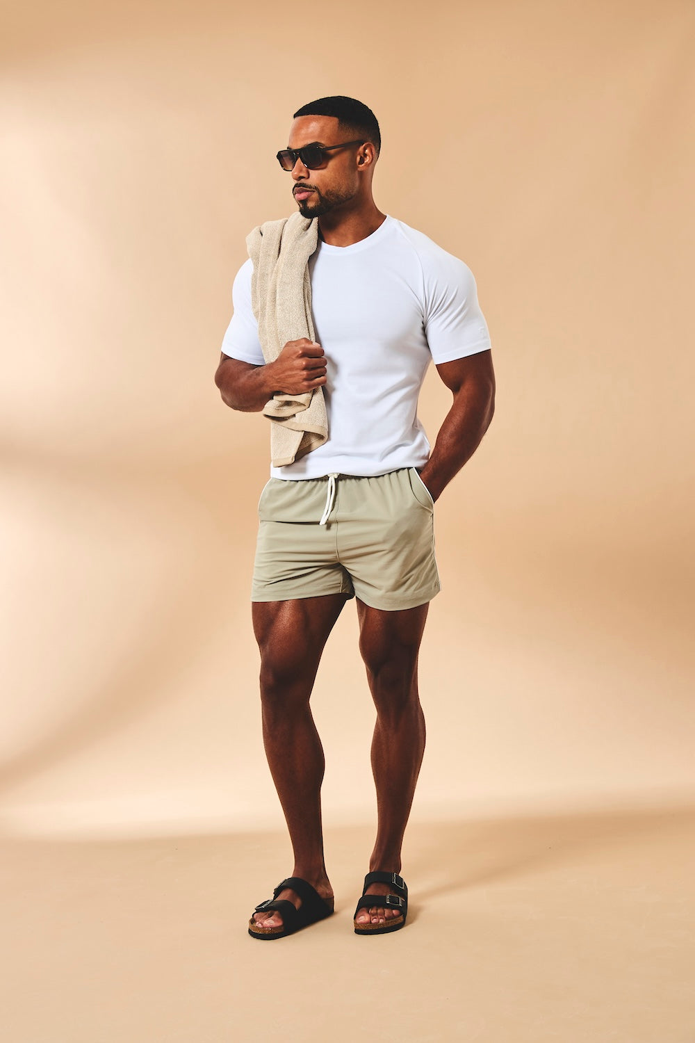 Quick Dry Piped Swim Shorts in Sage - TAILORED ATHLETE - USA