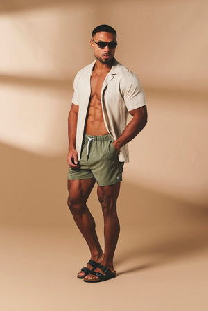 Quick Dry Plain Swim Shorts in Khaki - TAILORED ATHLETE - USA