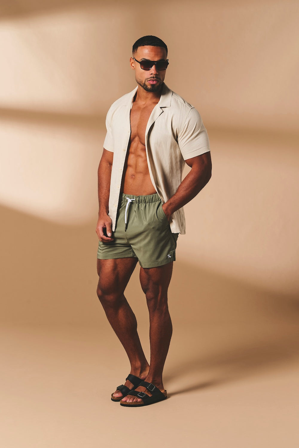 Quick Dry Plain Swim Short in Khaki - TAILORED ATHLETE - USA