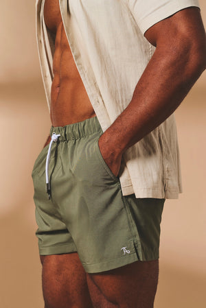 Quick Dry Plain Swim Short in Khaki - TAILORED ATHLETE - USA