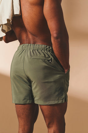 Quick Dry Plain Swim Shorts in Khaki - TAILORED ATHLETE - USA