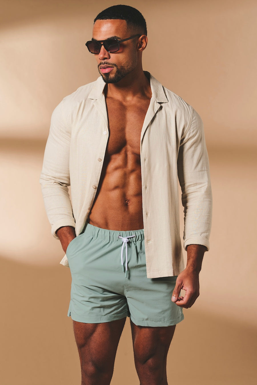 Quick Dry Plain Swim Short in Sage - TAILORED ATHLETE - USA