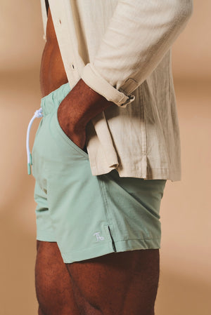Quick Dry Plain Swim Short in Sage - TAILORED ATHLETE - USA