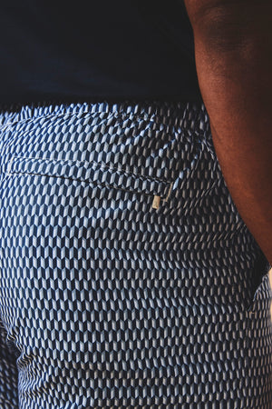 Quick Dry Printed Micro Geo Swim Shorts in Blue - TAILORED ATHLETE - USA