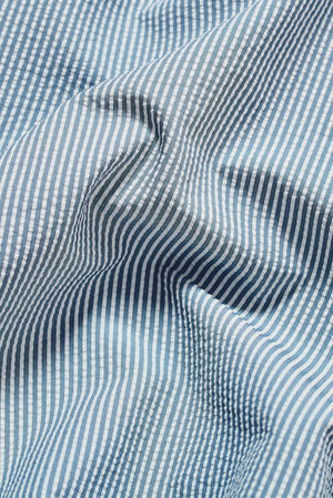 Quick Dry Seersucker Stripe Swim Shorts in Blue and White - TAILORED ATHLETE - USA