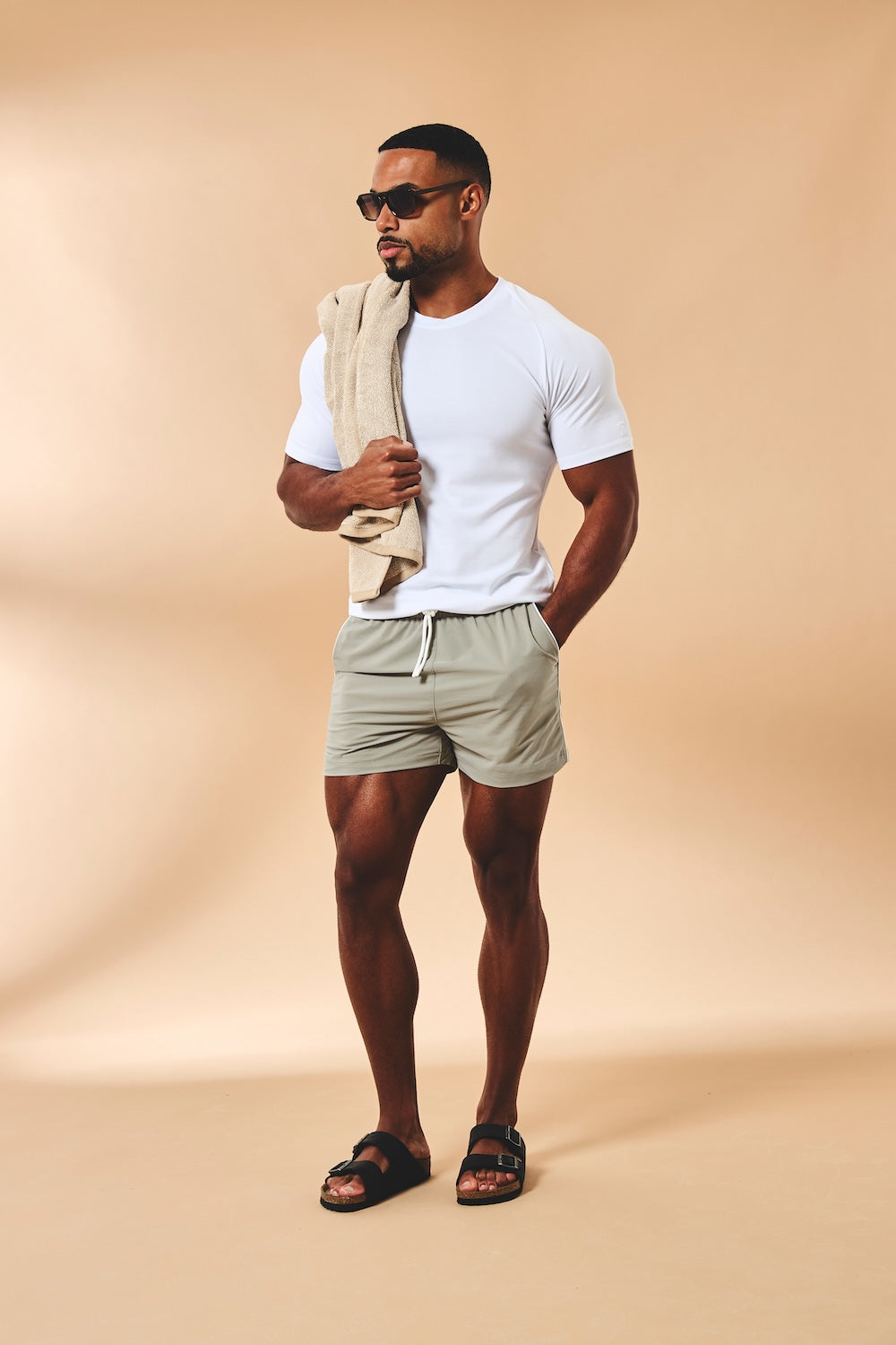 Quick Dry Piped Swim Shorts in Sage - TAILORED ATHLETE - USA