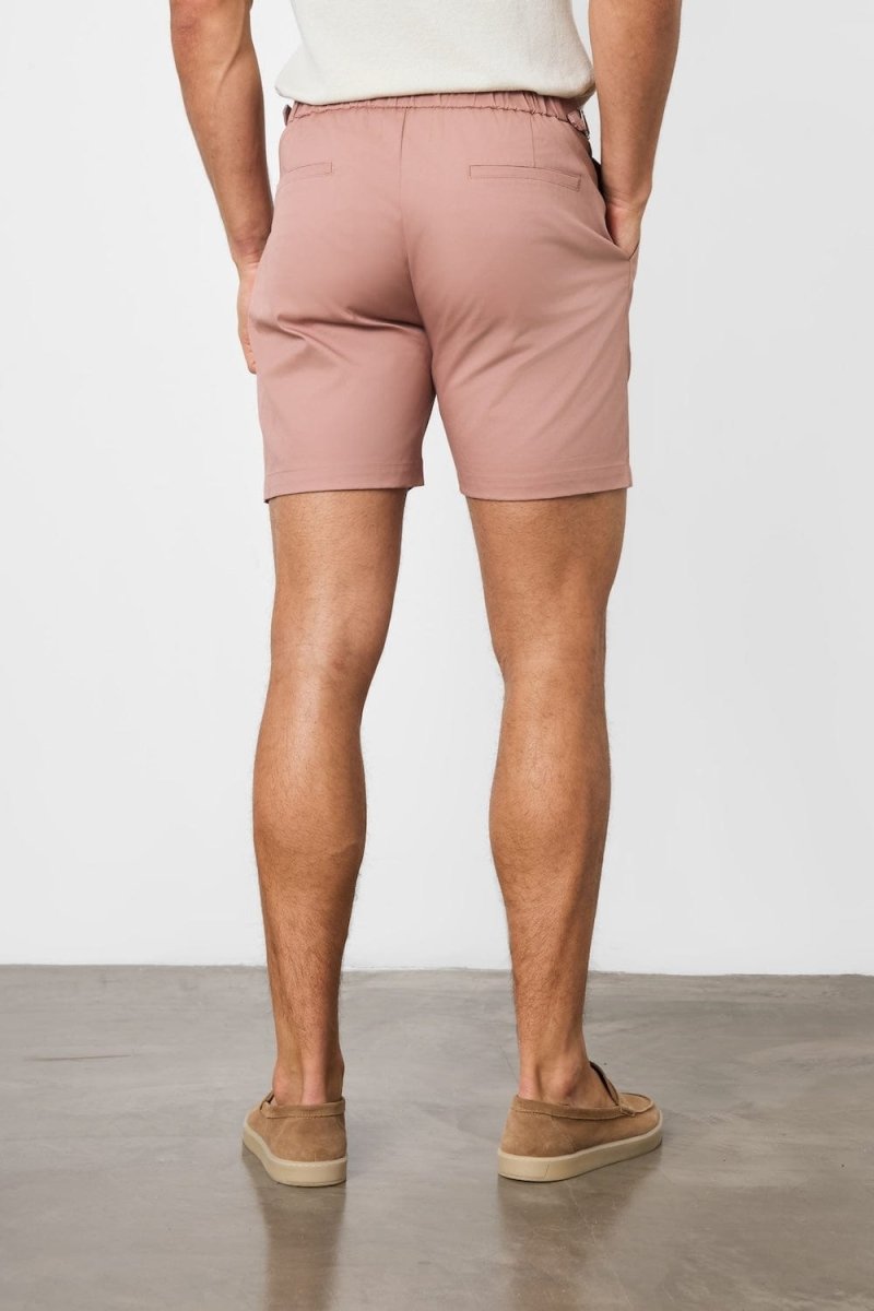 Smart Pleated Cotton Side Adjust Short in Dusky Pink - TAILORED ATHLETE - USA