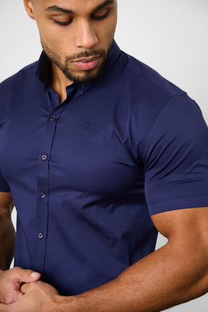 Athletic Fit Short Sleeve Signature Shirt in French Navy - TAILORED ATHLETE - USA