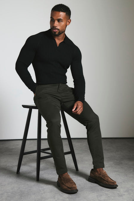 Smart Chino Side Adjuster Pants in Dark Khaki