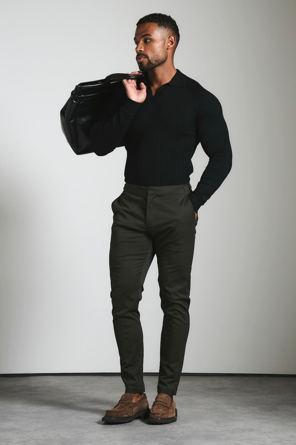 Smart Chino Side Adjuster Pants in Dark Khaki