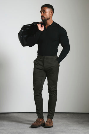 Smart Chino Side Adjuster Pants in Dark Khaki