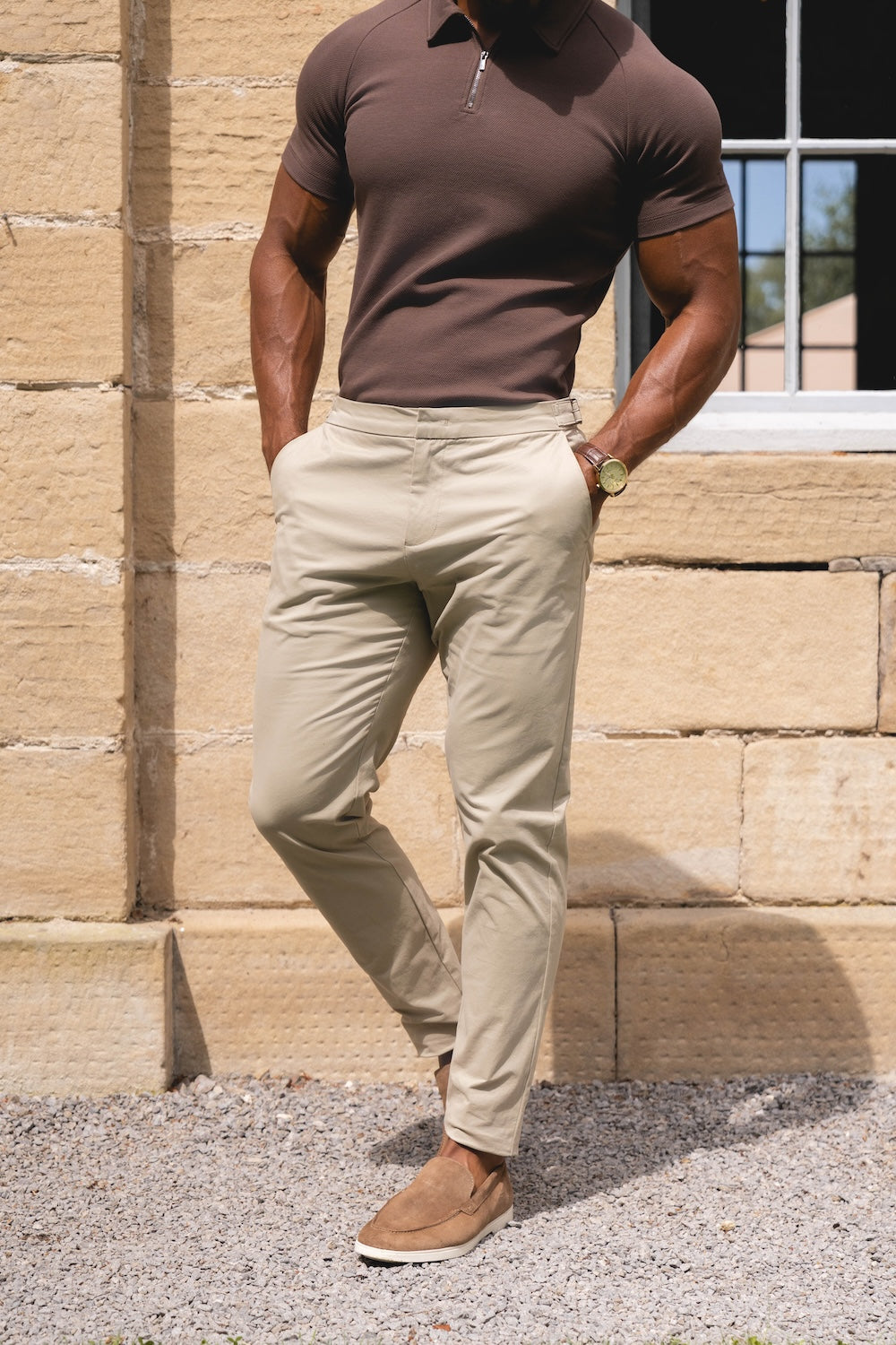 Smart Chino Side Adjuster Pants in Stone