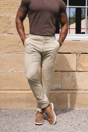 Smart Chino Side Adjuster Pants in Stone