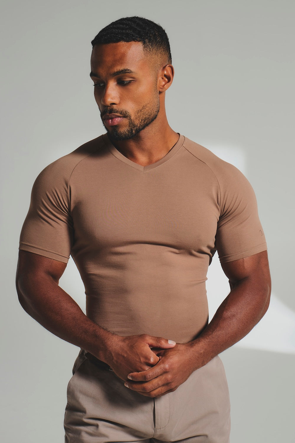 Athletic Fit V-Neck in Soft Walnut - TAILORED ATHLETE - USA