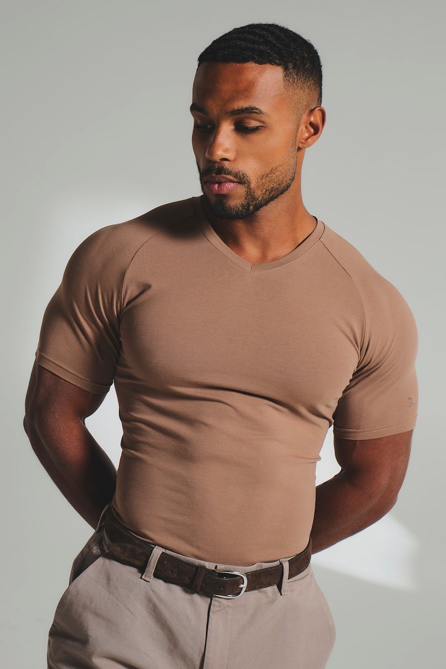 Athletic Fit V-Neck in Soft Walnut - TAILORED ATHLETE - USA