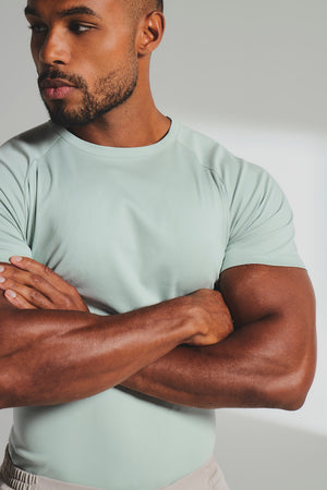 Mercerised Cotton T-Shirt in Duck Egg Blue - TAILORED ATHLETE - USA