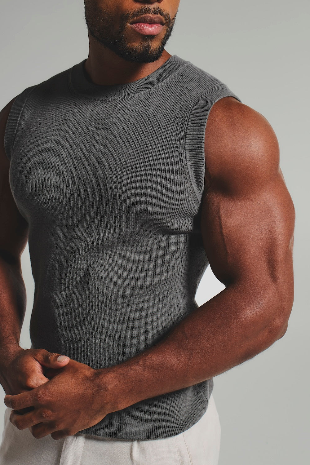 Knitted Tank Top in Olive - TAILORED ATHLETE - USA