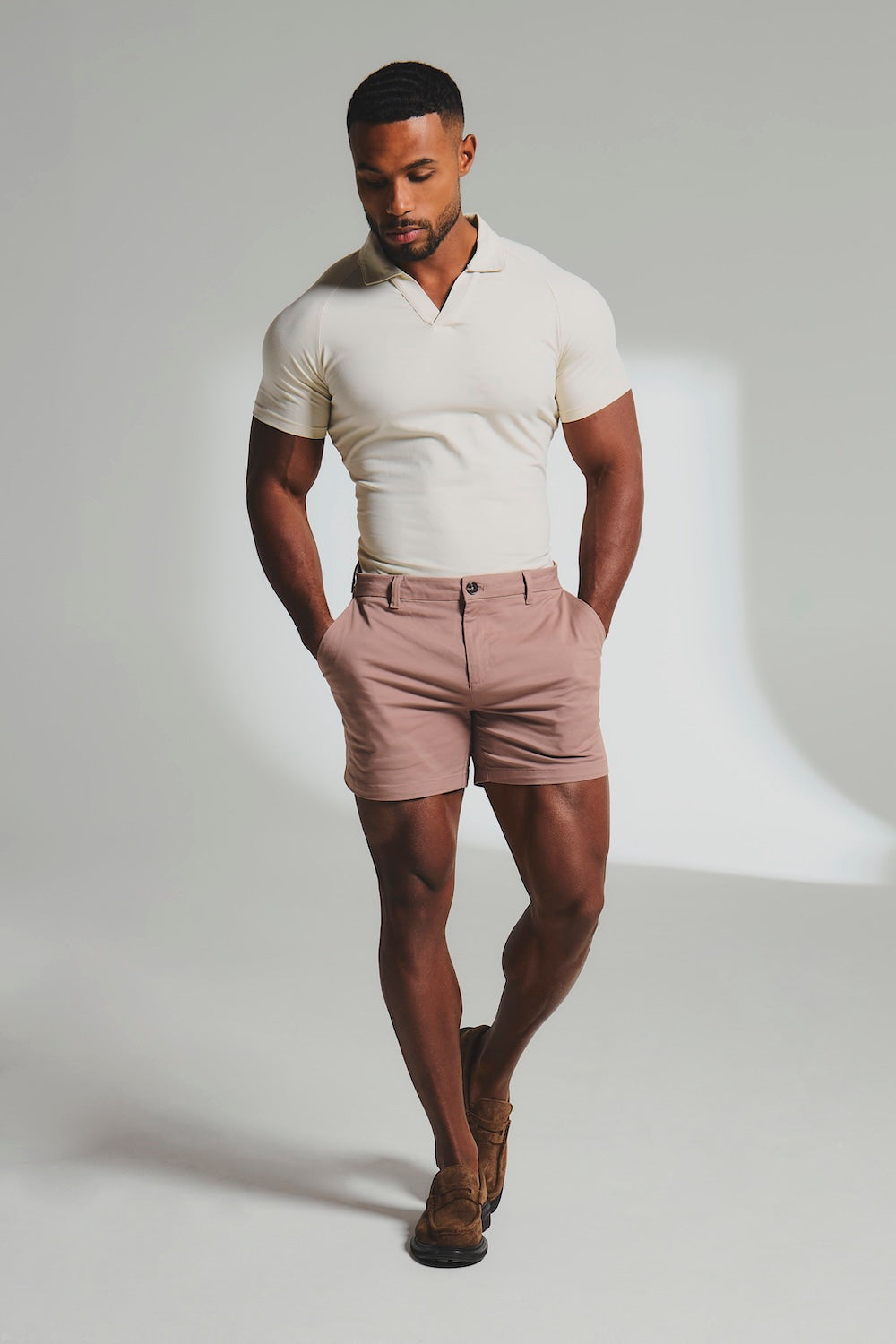 Athletic Fit Stretch Chino Shorts 5" in Dusky Pink - TAILORED ATHLETE - USA