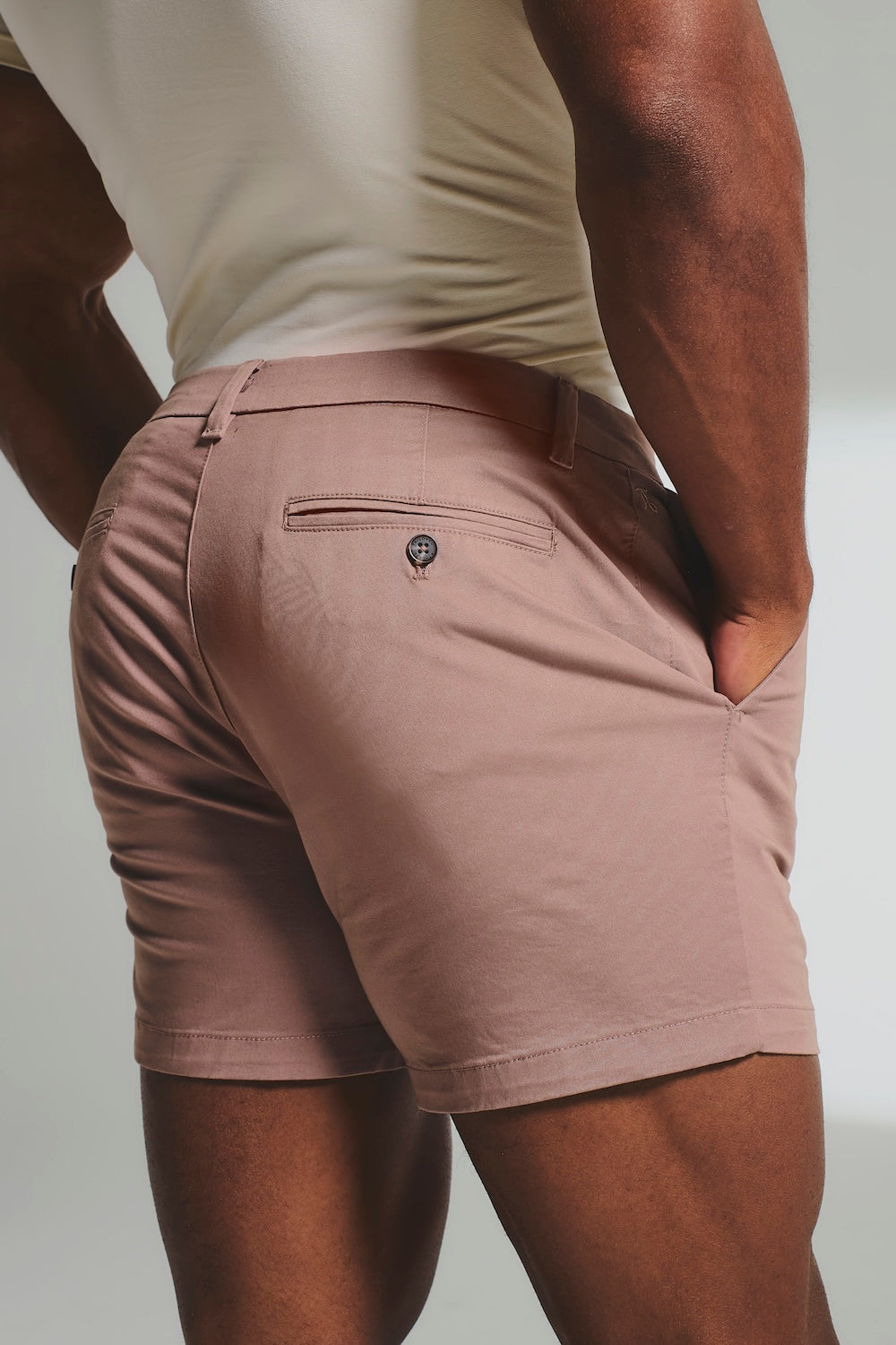 Athletic Fit Stretch Chino Shorts 5" in Dusky Pink - TAILORED ATHLETE - USA