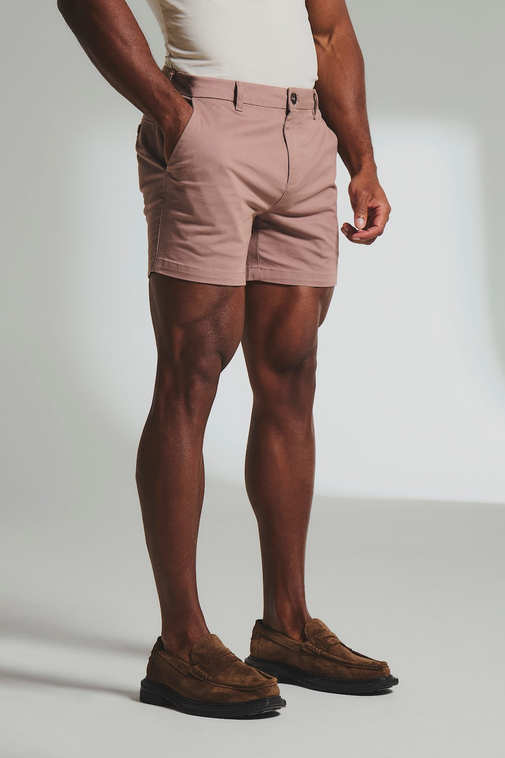 Athletic Fit Stretch Chino Shorts 5" in Dusky Pink - TAILORED ATHLETE - USA